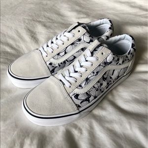 Vans Butterfly Print / White Suede Old Skool Shoes
